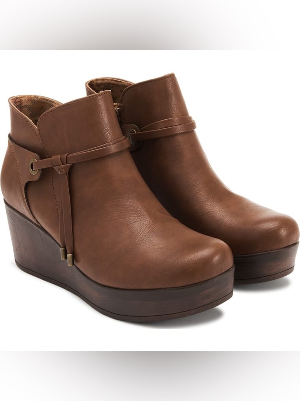 b.o.c. Chestnut Brown Wedge Ankle Booties